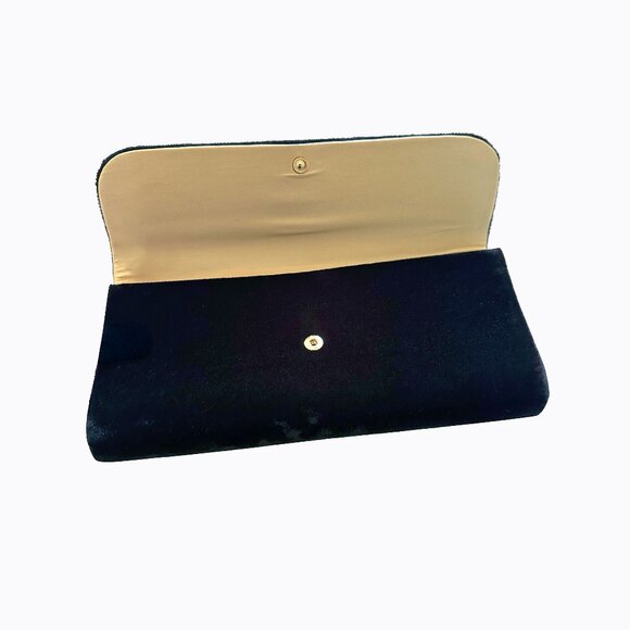 Victoria's Secret Black Velvet Clutch Evening Bag Gold Heart Whimsigoth Y2K 90s - Picture 4 of 8